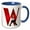 Blue/White, variant on 3drose, Red Monogram Initial W with an Eiffel Tower, 11oz Two-tone Green Mug