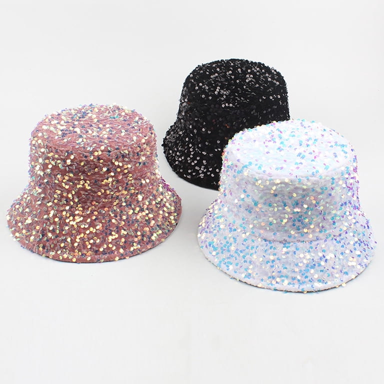 Sparkly Rhinestone Bucket Hat, Adjustable Sun Hat with UPF 20 Black Casual Rhinestone Bucket Hat] Trendy Rhinestone Decor  main image 4