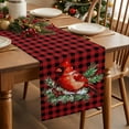 thumbnail image 2 of Burlap Table Runner 36 Inches Long,Winter Christmas Berries Bird Non-Slip Kitchen Table Runners for Dining Room Everyday Use Party Table Decorations Red Black Plaid, 2 of 9