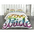 thumbnail image 3 of Ambesonne Pride Quilted Bedspread Set 3 Pcs, Love Text Rainbow Colors, Queen Size, Multicolor, 3 of 5
