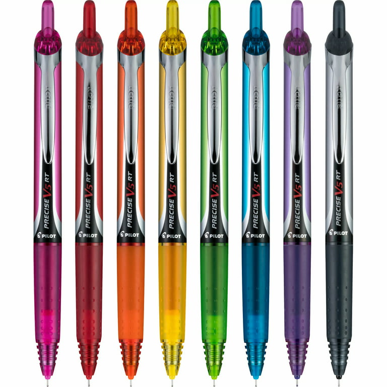 Pilot Precise V5 Retractable Rolling Ball Pens, Extra Fine Point, Assorted  Ink, 8 Count 