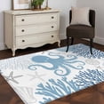 thumbnail image 3 of Navy Blue Octopus Coastal Area Rug 4x6 FT, Non Slip Kids Room Carpet, Nautical Coral Starfish Washable Soft Floor Carpet Non-Shedding Throw Rug for Dorm Kitchen Study Room Home Office Bedside, 3 of 9