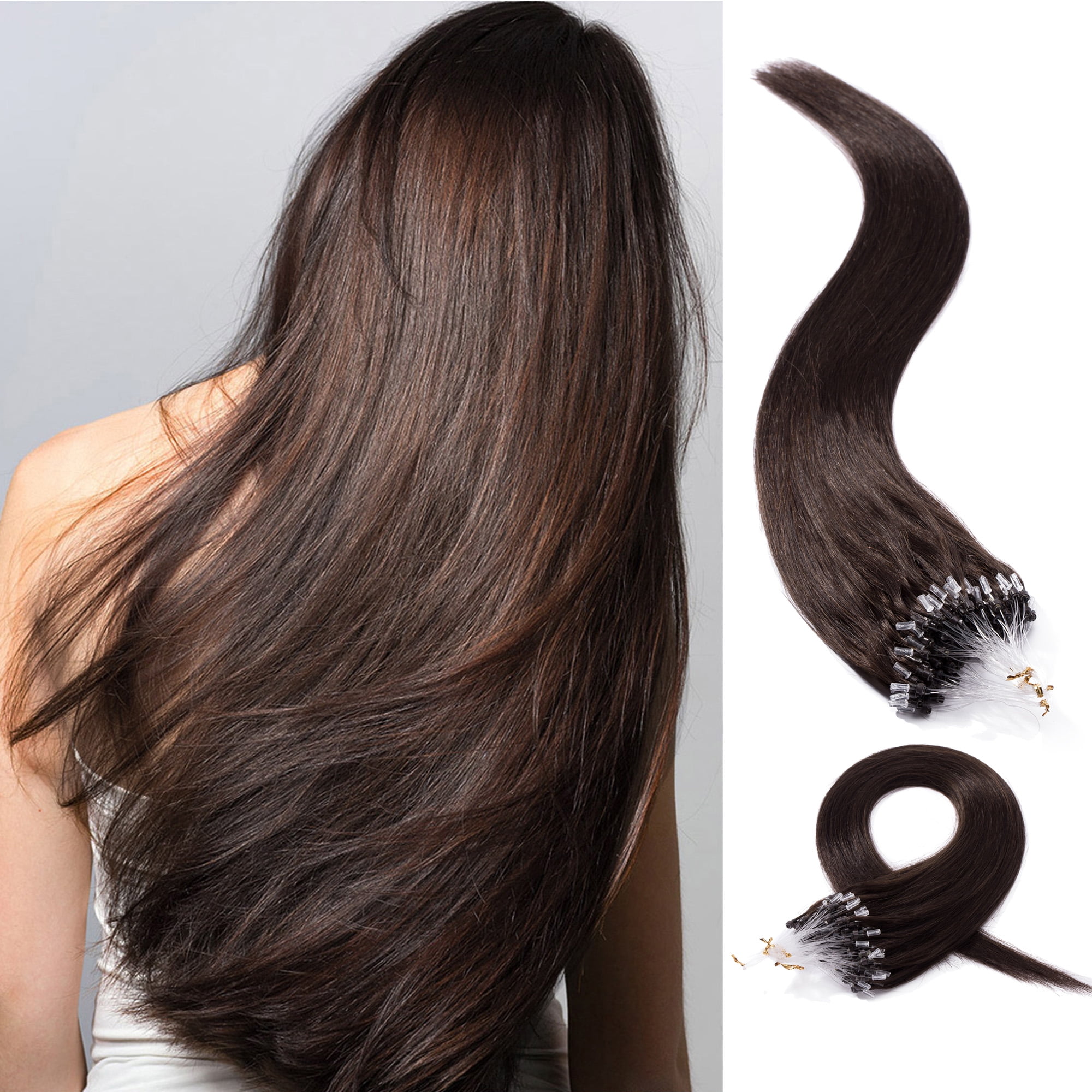 MY-LADY 100% Human Hair Extensions Remy Real Natural Hair Hairpiece Mirco Ring Tubes Hair Thick Micro Loop Extensions Hair for Women 16inch #02 Dark Brown MY-LADY 100% Human Hair Extensions Remy Real Natural Hair Hairpiece Mirco Ring Tubes Hair Thick Micro Loop Extensions Hair for Women 16inch #02 Dark Brown