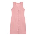 thumbnail image 6 of jtjvou Cotton Linen Dresses for Women Summer Casual Sleeveless Button Down V Neck Knee Length Loose Sun Dress with Pocket Pink XL, 6 of 8