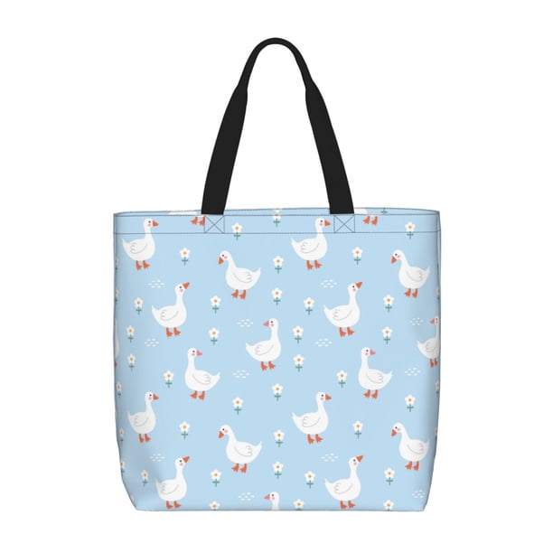 Easygdp Goose White Flowers Bolsa Tote para Mujer, Bolso de Hombro para Trabajo, Playa, Viajes, Compras y Supermercado