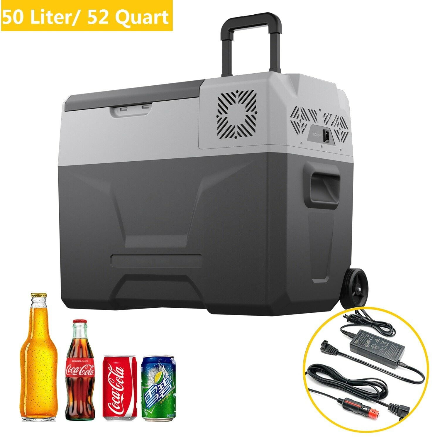 50L Portable Car Refrigerator 52 Quart Compact RV Fridge Mini Electric