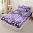 thumbnail image 2 of Homewish Boho Skull Damask Zipper Full Size Comforter Sets with Fitted Sheet and 2 Pillowcases,Gothic Halloween Zipper Bedding Set,Light Purple,Black Reversible,4pcs, 2 of 8