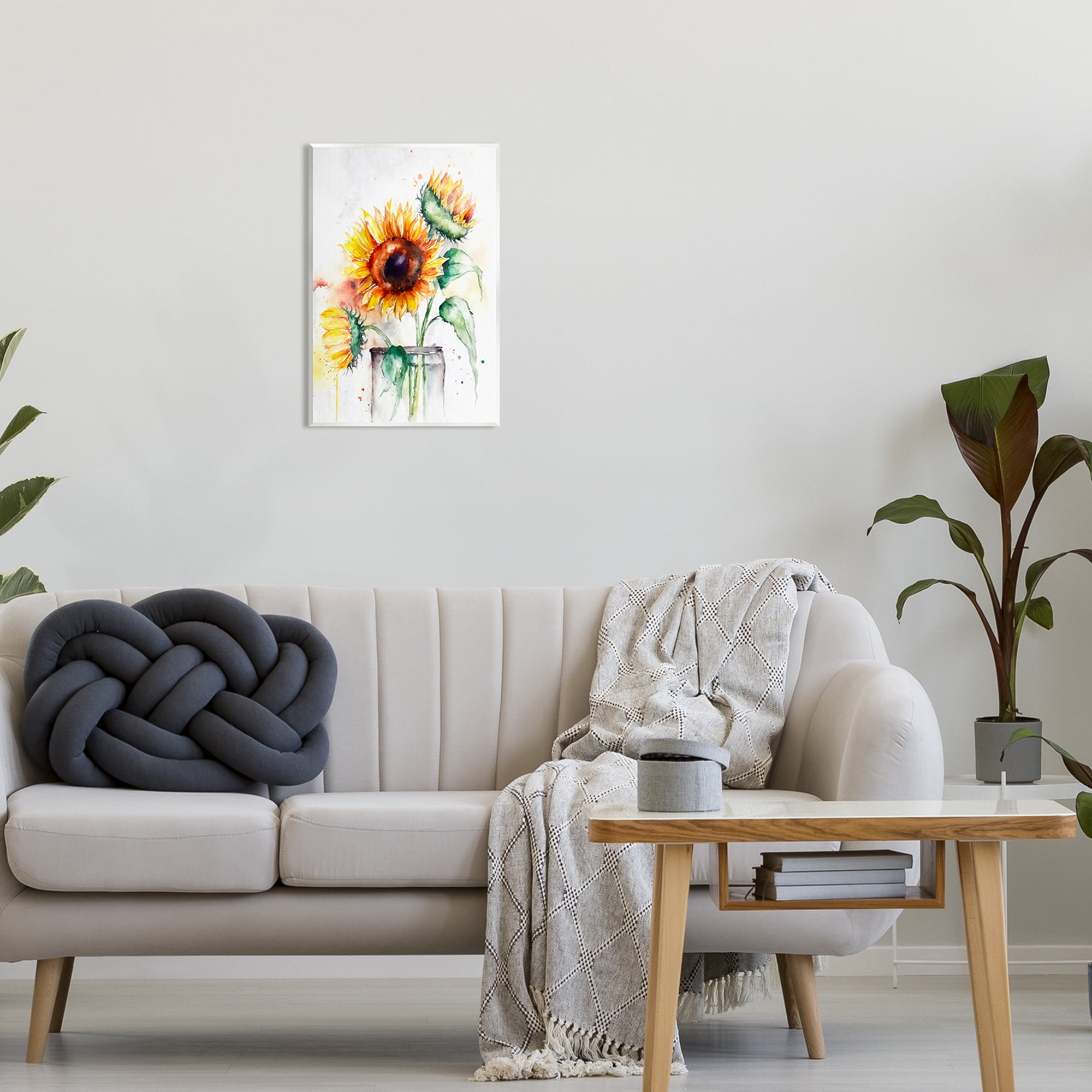 Stupell Modern Sunflowers Watercolor Style Bouquet Botanical & Floral Painting Wall Plaque Unframed Art Print Wall Art