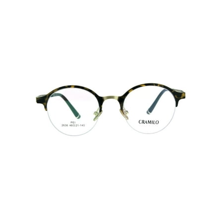 Optical Quality Round Half Horn Rim Luxury Circle Lens Eyeglasses Frame Tortoise