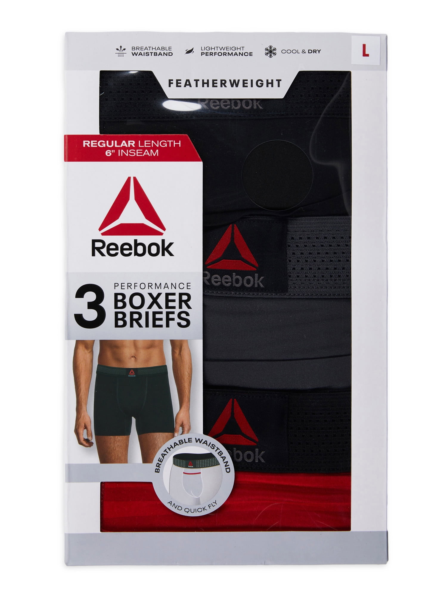 Reebok Men's Underwear - Big & Tall Performance Boxer Briefs (3 Pack)