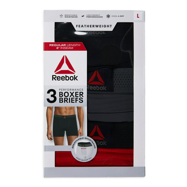 Reebok Men's Underwear - Performance Boxer Briefs (3 Pack), Size