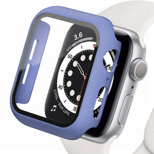 Cristal + cubierta para funda de Apple Watch de 45mm, 41mm, 44mm, 40mm, 42mm y 38mm, accesorios para iWatch, Protector de pantalla para Apple watch serie 3, 4, 5, 6, SE, 7