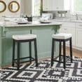thumbnail image 4 of Linon Claridge 26.5" Backless Indoor Wood Counter Stool, Black/White Faux Leather, 1 Stool, 4 of 16