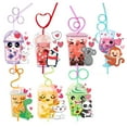 thumbnail image 6 of 24 Pack Valentine's Day Cards for Kids with Crazy Straws, 8 Styles Cute Animal-Themed Valentines Cards Gifts for Classroom School Exchange Game Prizes, Funny Party Favors for Children Boys Girls, 6 of 9