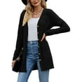 thumbnail image 2 of Women'S 2025 Fall Fashion Cardigan Soft Knit Cardigan for Women Long Sleeve Open Front Coat with Pockets Black XL, 2 of 9