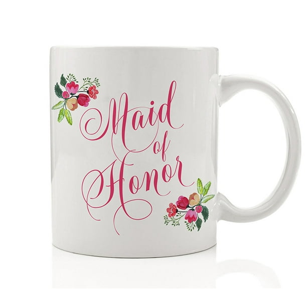 Maid Of Honor Mug Gift From Future Mrs Coffee Cup Gifts Engagement Wedding Marriage Bridal Shower Bachelorette Party Bride Tribe Pink Floral Tea Cup Present For Maid Of Honor Moh Dm0007