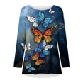 thumbnail image 4 of Camisas informales de manga larga para mujer, jersey, túnica suelta, blusa estampada con cuello redondo Fridja hkj3579, 4 of 5