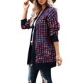 thumbnail image 1 of Women's Colorful Open Front Knit Cardigan Long Sleeve Loose Oversized Pullover Sweater Coat, 1 of 5