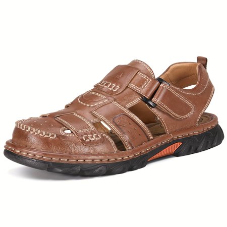 

GOLDEN CAMEL Men s Closed-Toe Leather Sandals Hiking Sandals for Men Comfortable Fishermen Sandals Outdoor Walking Sandals for Men