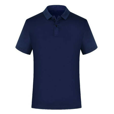 yardsong Teenage Boys Short Sleeve Shirts Summer Spread Collar Formal Tops Workout T-Shirts Casual Breathable Athletic Golf Tops Tees Navy 7-8Years