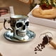 thumbnail image 4 of Taza de café con calavera y platillo, taza de té de porcelana gótica, taza de café con calavera adornada con detalles dorados, divertida taza de té de cerámica, taza de cabeza de hueso diabólica, jueg, 4 of 4