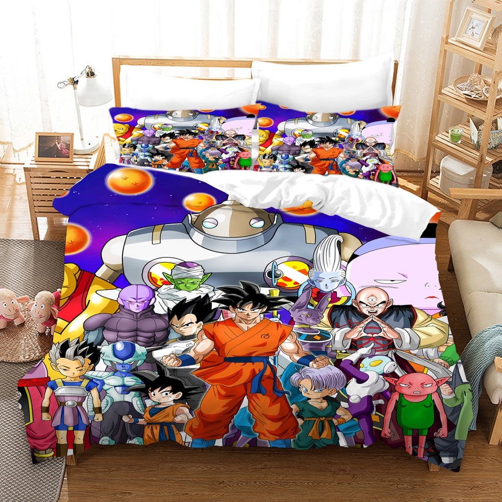 Anime Dragon Ball Z Comforter Cover Bed Set Queen Size Cartoon Goku