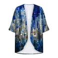 thumbnail image 5 of Pitauce Women's Summer Chiffon Sheer Lightweight Cardigan Puff Sleeve Kimono Cardigan Open Front Casual Loose Swimsuit Coverup, 5 of 5