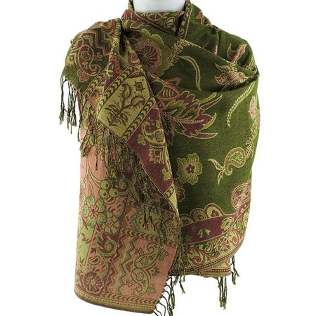 Patchwork Scarf - Silver Fever Pashmina - Jacquard Paisley Shawl - Stylish Scarf - Double Sided Wrap