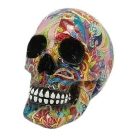 Comfy Hour Colorful Skull Figurine – 4.53” Tabletop Décor, Multicolor Home Accent