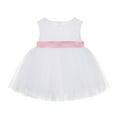 thumbnail image 2 of Ekidsbridal Girl Mini Bridal Flower Girl Dress - Baby White Lace Heart Cutout with Bow Sash BB1-A (Size: XS-L), 2 of 3
