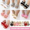 thumbnail image 2 of Infant Baby Girls Summer Sandals with Flower Soft Sole Newborn Toddler First Walker Crib Dress Shoes, 2 of 6
