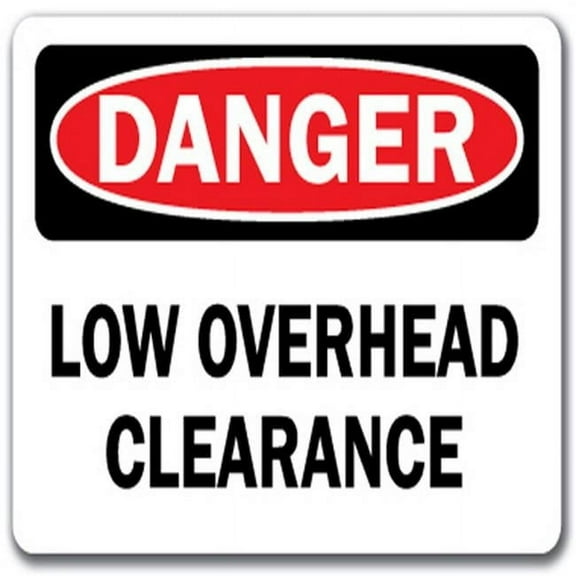 Danger Sign - Low Overhead Clearance - 10" x 14" OSHA Safety Sign