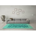 thumbnail image 3 of Ahgly Company Indoor Square Oriental Turquoise Blue Traditional Area Rugs, 3' Square, 3 of 4
