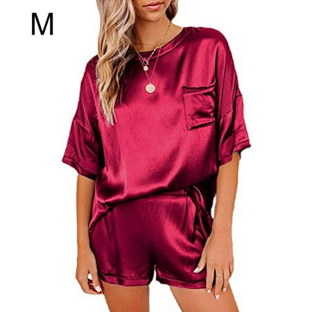 

2pcs Pajama Set Short Sleeve Woman Nightwear Sleepwear Sext Summer