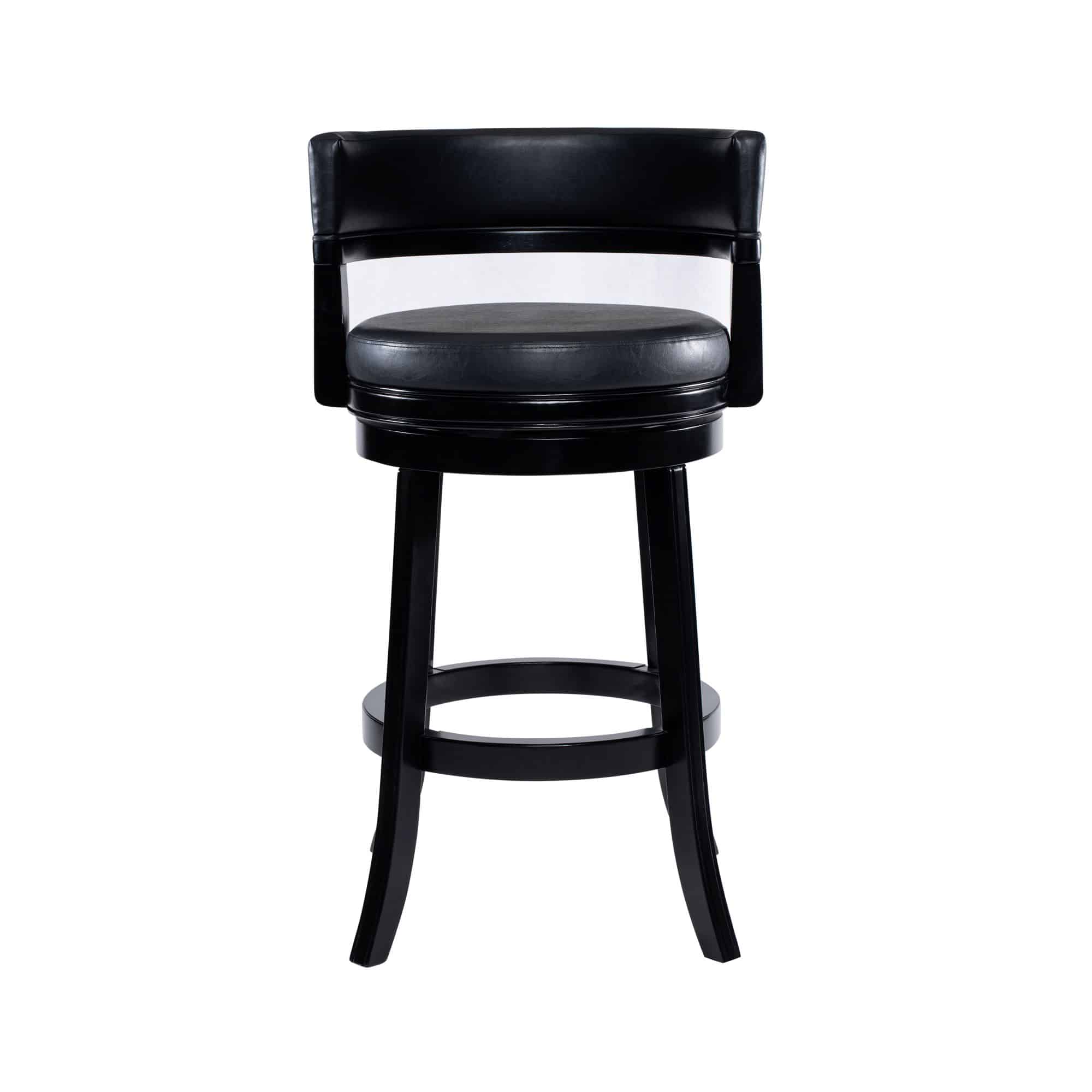 Balen Black Bar Height Swivel Stool with Rubberwood Frame