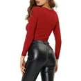 thumbnail image 4 of INSPIRE CHIC Women's Glitter Top Twist Fitted Long Sleeve Cutout Party Cropped Sparkly Tops XS Red, 4 of 8
