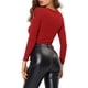 thumbnail image 3 of INSPIRAR CHIC Blusa de Brillo para Mujer con Torcido, Ajustada, de Manga Larga, con Corte, para Fiesta, Corto, Brillante, Talla XL, Roja, 3 of 7
