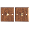 thumbnail image 1 of 2X 86 Type Solid Wood Panel Switch Wall Light Retro Brass Toggle Switch Wood Grain Electrical Switch Socket 1- Switch, 1 of 5