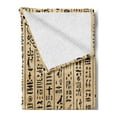 thumbnail image 2 of Egyptian Print Soft Flannel Fleece Throw Blanket, Hieroglyphs Grunge Pattern on Stripes Archeology History Language, Cozy Plush for Indoor and Outdoor Use, 60" x 80", Sand Brown Black, by Ambesonne, 2 of 5