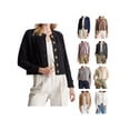 thumbnail image 3 of LMLYSoH Women's Crew Neck Knit Cardigan Basic Long Sleeve Solid Color Button Down Sweater Outwear, 3 of 9