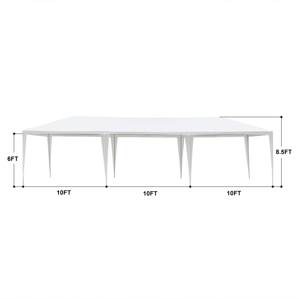 3 x 9M 7-Sided Iron PE Cloth Spiral Pipe Pergola - Waterproof Outdoor Party Tent with Clear Windows, Easy Assembly​,White