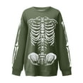thumbnail image 5 of HUITKMM Chandail pour Femmes Unisexe Mode Imprimé Design Squelette Surdimensionné Longline Sans Capuche Col Rond pour et Mode Urbaine Décontracté, 5 of 5