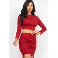 thumbnail image 3 of Ruched Side Crop Top & Drawstring Skirt Set Winery' S, 3 of 4
