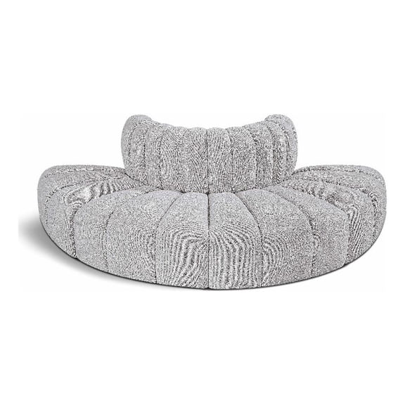 Meridian Furniture Arc Grey Boucle Fabric Modular Sectional