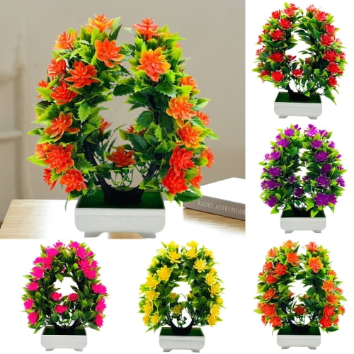 LINASHI Artificial Flowers, Fake Outdoor UV Resistant Plants Faux