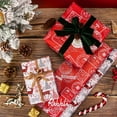 thumbnail image 3 of Christmas Wrapping Paper Reversible Vintage Reindeer and Christmas Stamp Gift Wrapping Paper Rolls Holiday Presents Decoration-17 Inch x 33 Feet, 3 of 10