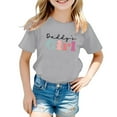 thumbnail image 1 of LUOGENLI T-Shirt pour Filles T-Shirt Décontracté pour Enfants Motif de Lettres Imprimé Multicolore Col Rond Manches Courtes Maxi Chemises pour Filles Taille Haute Gris 3-4 Ans, 1 of 4