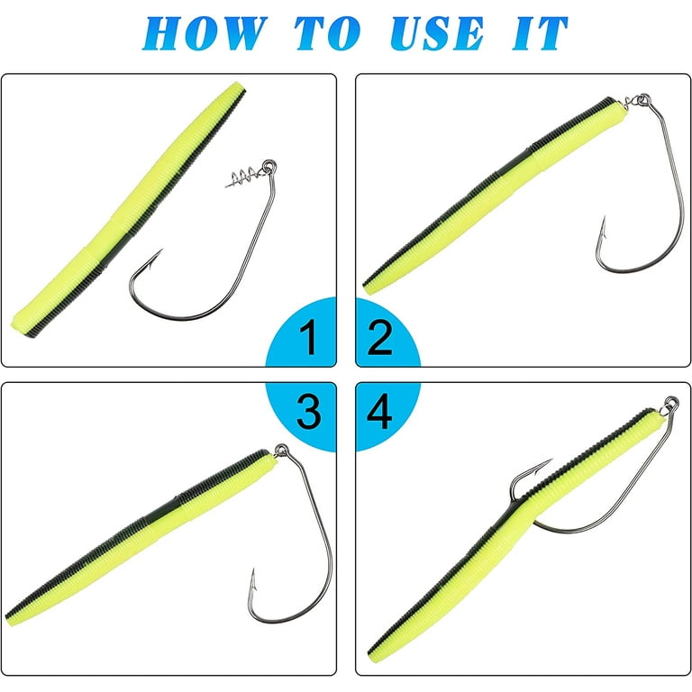 OROOTL Twist Lock Fishing Hooks Soft Lures Kit -105Pcs/Box Twistlock Hooks  with Centering Pin Unweighted Swimbait Hooks for Soft Plastics Worm Hooks