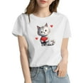 thumbnail image 3 of TSADFHJI Womens T Shirts V Neck Cat Print T Shirt M Clear, 3 of 5