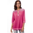 thumbnail image 4 of Camisas bohemias de manga 3/4 para mujer, blusa campesina bordada Adepaton CJWUS-4336, 4 of 6